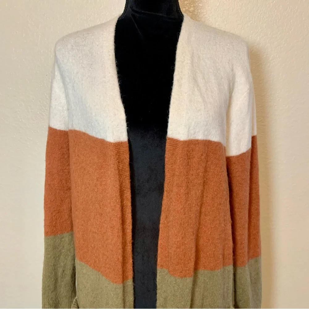 Madewell Kent Stripe Cardigan Sweater Longline Open Front Color Block Size Small